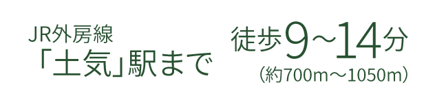 JR外房線「土気」駅まで徒歩9分（約700m〜1050m）